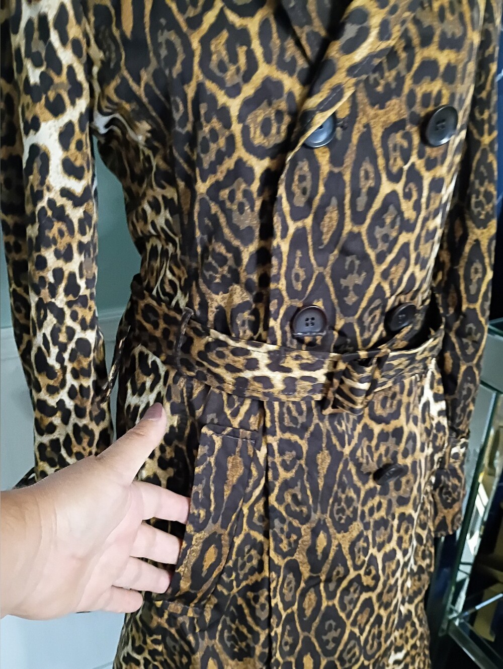 BCBGMaxAzria Leopard-Print Trench Coat in Brown and Black - Picture 6 of 16